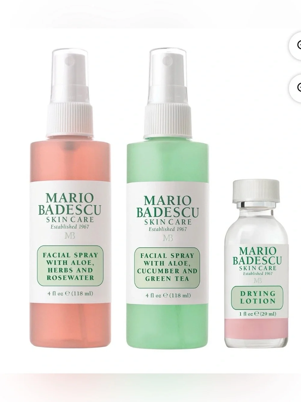 Mario Badescu Toner & Spray 3 Pack Vegan Oil Free No Paraben
